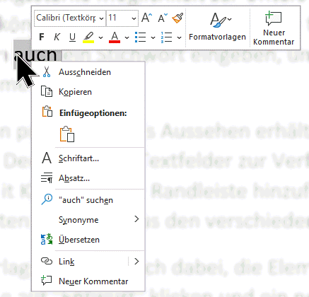 Kontext Worddokument im Text