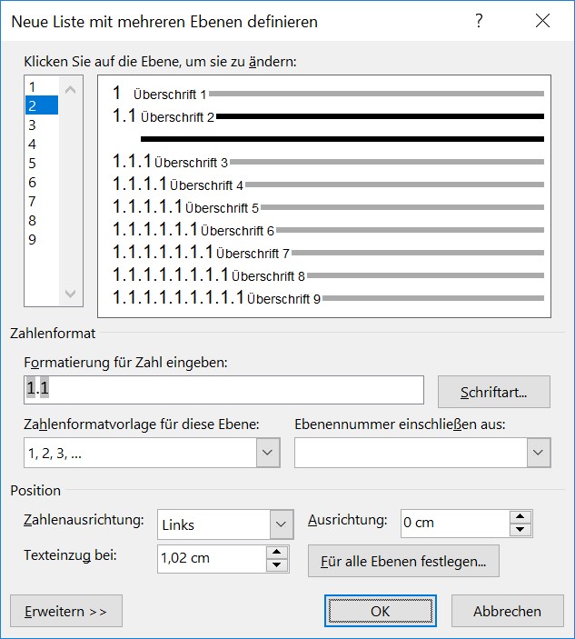 nummernEbenen